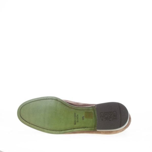 GREEN GEORGE uomo mocassino penny in camoscio TORTORA. Suola in cuoio - immagine 8