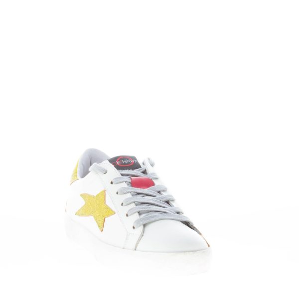 OKINAWA donna sneaker LOW 2304 in pelle BIANCO più oro - immagine 2
