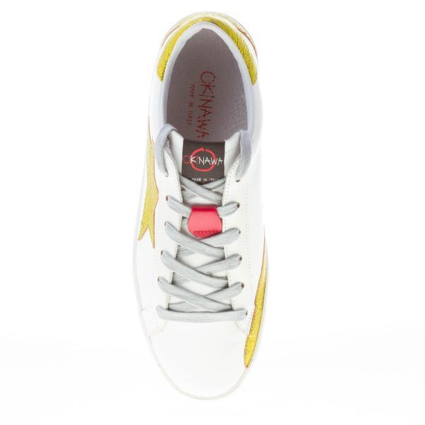 OKINAWA donna sneaker LOW 2304 in pelle BIANCO più oro - immagine 7