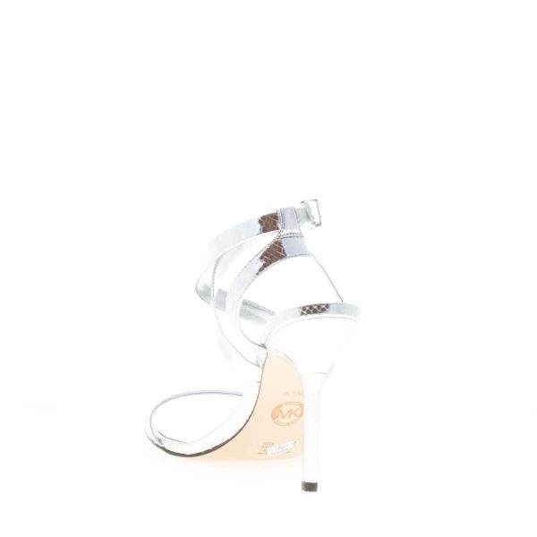 MICHAEL KORS donna sandalo Asha in pelle stampa rettile ARGENTO. Tacco 9 cm - immagine 4