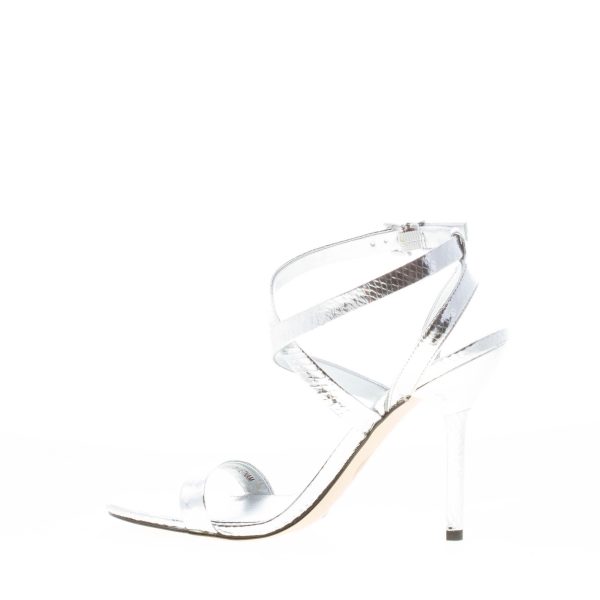 MICHAEL KORS donna sandalo Asha in pelle stampa rettile ARGENTO. Tacco 9 cm - immagine 5