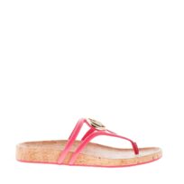 MICHAEL KORS donna sandalo infradito Hampton in pelle FUXIA con placca logo. Tacco 2 cm