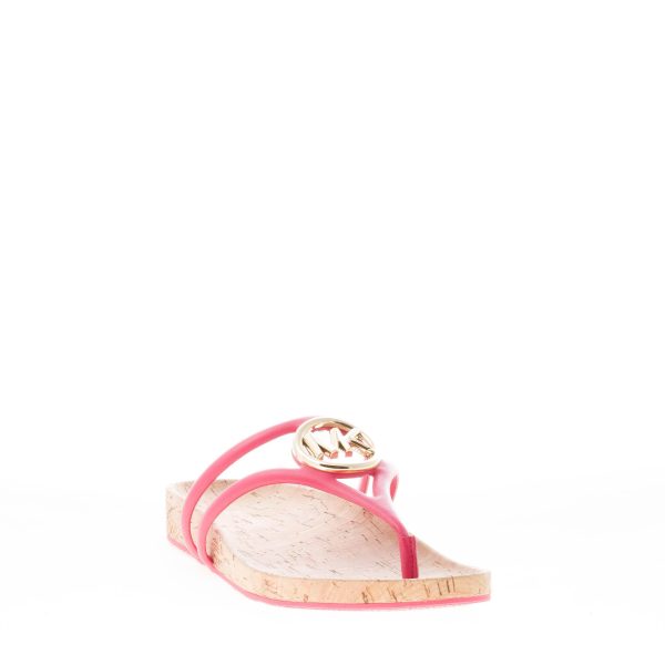 MICHAEL KORS donna sandalo infradito Hampton in pelle FUXIA con placca logo. Tacco 2 cm - immagine 2
