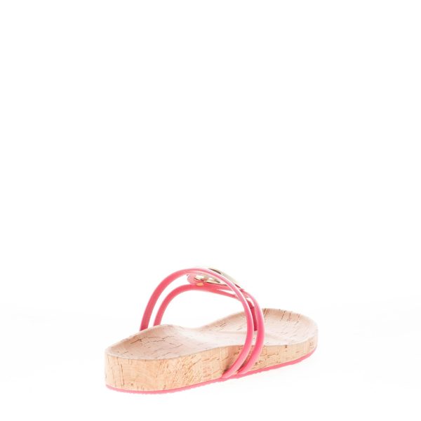 MICHAEL KORS donna sandalo infradito Hampton in pelle FUXIA con placca logo. Tacco 2 cm - immagine 3