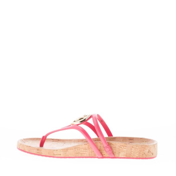 MICHAEL KORS donna sandalo infradito Hampton in pelle FUXIA con placca logo. Tacco 2 cm - immagine 5