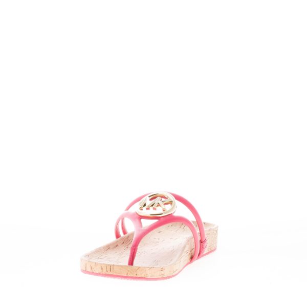 MICHAEL KORS donna sandalo infradito Hampton in pelle FUXIA con placca logo. Tacco 2 cm - immagine 6