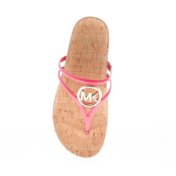 MICHAEL KORS donna sandalo infradito Hampton in pelle FUXIA con placca logo. Tacco 2 cm - immagine 7