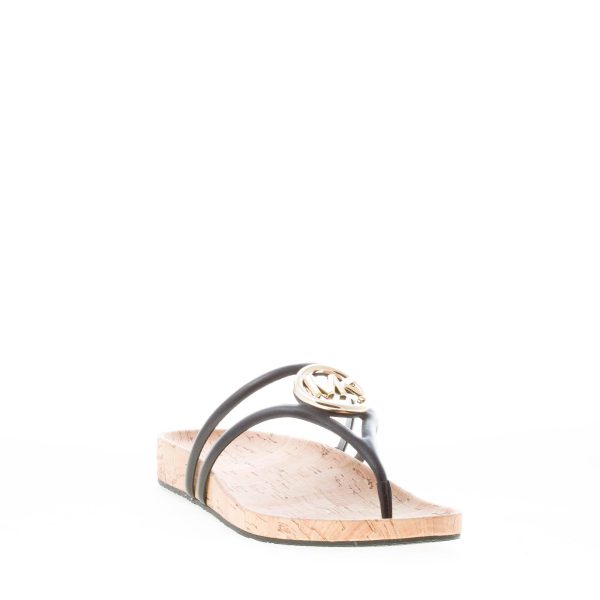 MICHAEL KORS donna sandalo infradito Hampton in pelle NERO con placca logo. Tacco 2 cm - immagine 2