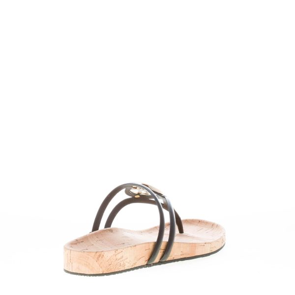 MICHAEL KORS donna sandalo infradito Hampton in pelle NERO con placca logo. Tacco 2 cm - immagine 3