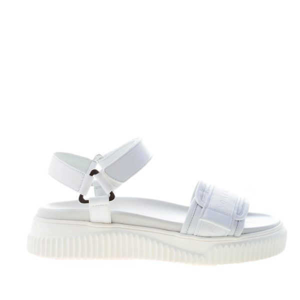 VOILE BLANCHE donna sandalo Lisa 04 in pelle BIANCO con fascia tecnica e strappo