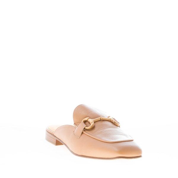 MARA BINI donna sabot Gioia in pelle NOCCIOLA con morsetto oro. Tacco 2 cm - immagine 2