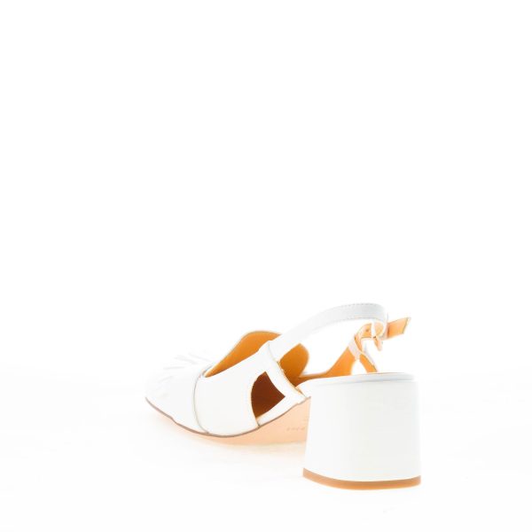 MARA BINI donna scarpa slingback Tania in pelle OFF-WHITE con frangia. Tacco 5,5 cm - immagine 4