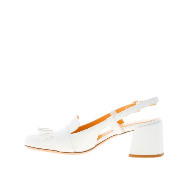 MARA BINI donna scarpa slingback Tania in pelle OFF-WHITE con frangia. Tacco 5,5 cm - immagine 5