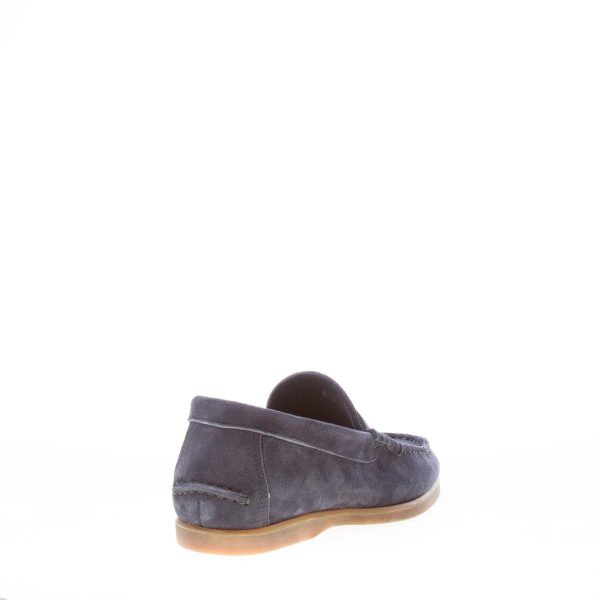 MIGLIORE uomo mocassino in camoscio BLU con mascherina. Suola in gomma flessibile - immagine 3