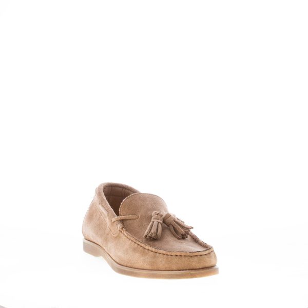 MIGLIORE uomo mocassino in camoscio BEIGE con nappine. Suola in gomma flessibile - immagine 2