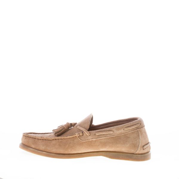 MIGLIORE uomo mocassino in camoscio BEIGE con nappine. Suola in gomma flessibile - immagine 5