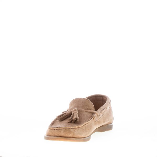 MIGLIORE uomo mocassino in camoscio BEIGE con nappine. Suola in gomma flessibile - immagine 6