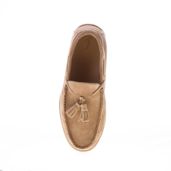 MIGLIORE uomo mocassino in camoscio BEIGE con nappine. Suola in gomma flessibile - immagine 7