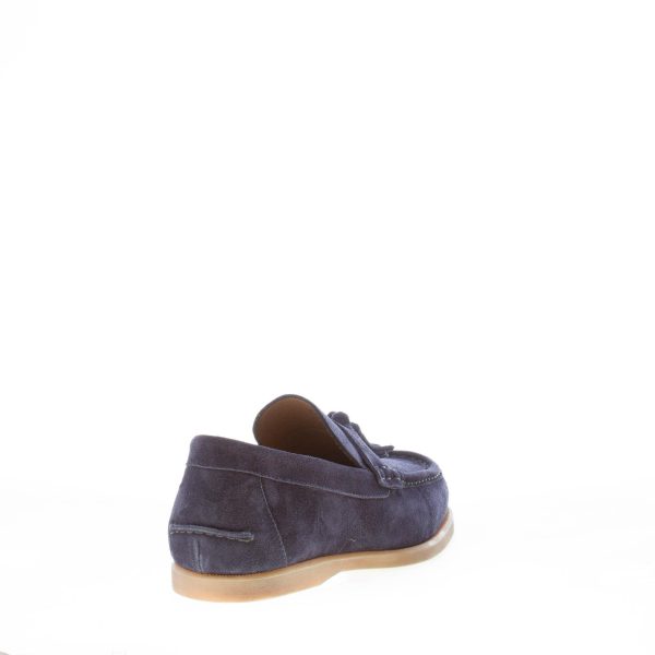 MIGLIORE mocassino in camoscio BLU con nappine. Suola gomma - immagine 3