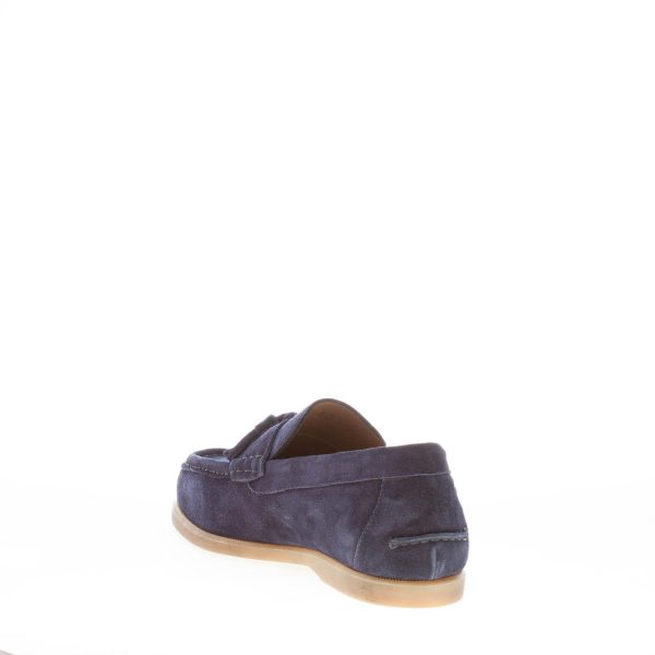 MIGLIORE mocassino in camoscio BLU con nappine. Suola gomma - immagine 4