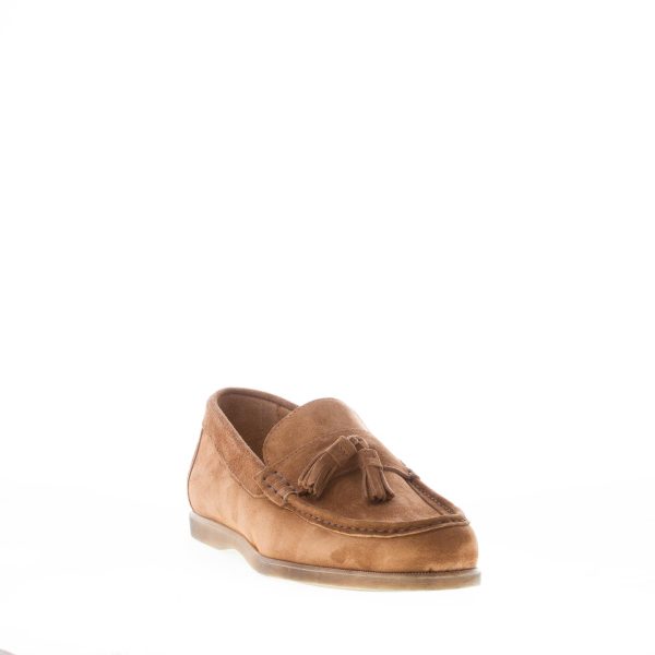MIGLIORE uomo mocassino in camoscio TABACCO con nappine. Suola gomma - immagine 2