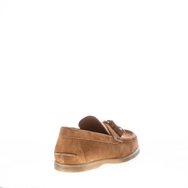 MIGLIORE uomo mocassino in camoscio TABACCO con nappine. Suola gomma - immagine 3