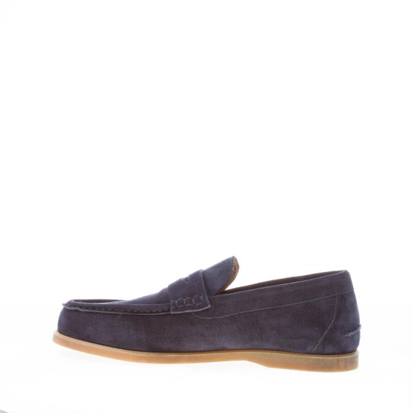 MIGLIORE uomo mocassino in camoscio BLU con fascetta e vaschetta. Suola gomma - immagine 5