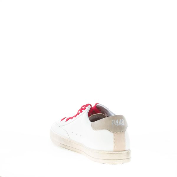 P448 uomo sneaker John in pelle BIANCO e camoscio BEIGE - immagine 4