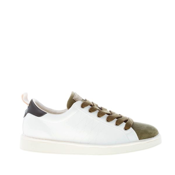 PANCHIC uomo sneaker P01 in microfibra BIANCO più suede verde salvia