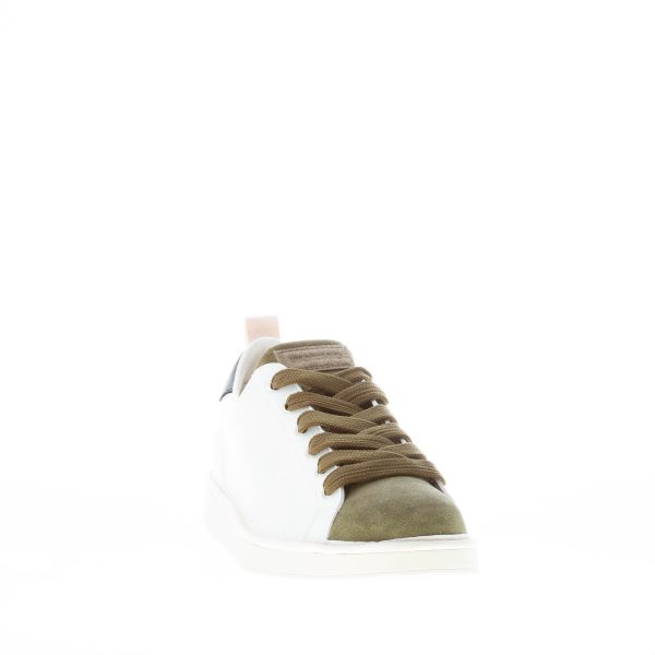 PANCHIC uomo sneaker P01 in microfibra BIANCO più suede verde salvia - immagine 2