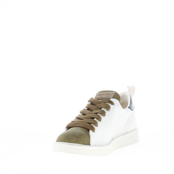 PANCHIC uomo sneaker P01 in microfibra BIANCO più suede verde salvia - immagine 6