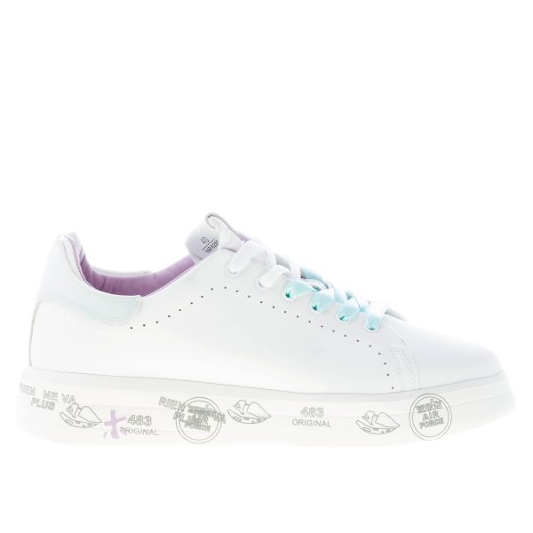 PREMIATA donna sneaker BELLE 6280 in pelle BIANCO con lacci in raso