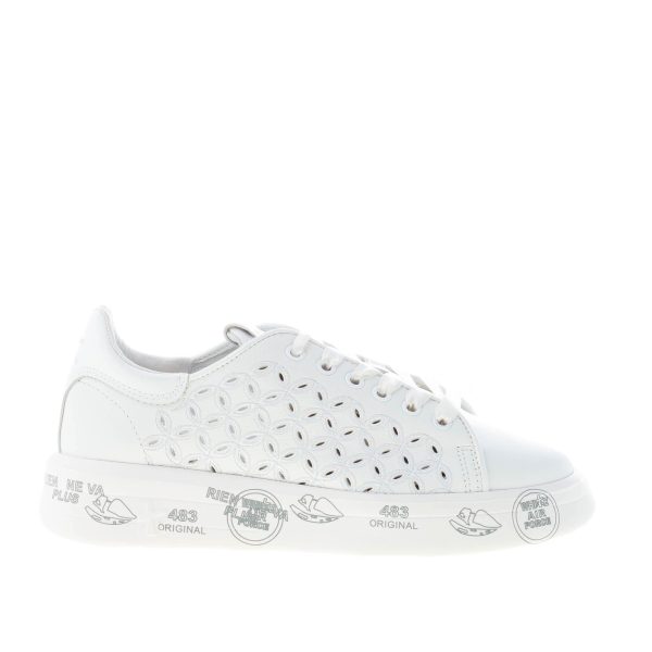 PREMIATA donna sneaker BELLE 6283 in pelle BIANCO con ricamo forato