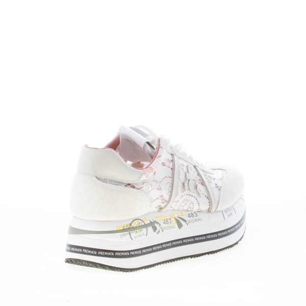 PREMIATA donna sneaker Beth 6232 in camoscio BEIGE e pizzo bianco - immagine 3