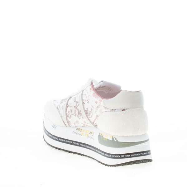 PREMIATA donna sneaker Beth 6232 in camoscio BEIGE e pizzo bianco - immagine 4