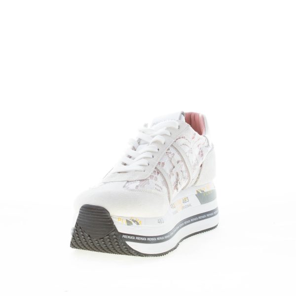 PREMIATA donna sneaker Beth 6232 in camoscio BEIGE e pizzo bianco - immagine 6