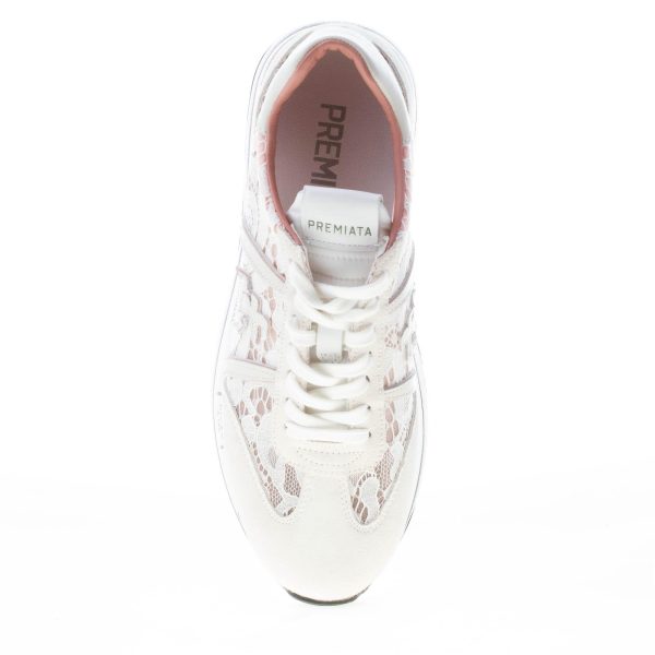 PREMIATA donna sneaker Beth 6232 in camoscio BEIGE e pizzo bianco - immagine 7