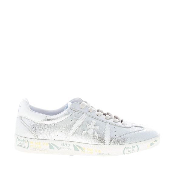PREMIATA donna sneaker BONNIE 6272 in pelle laminata ARGENTO più bianco
