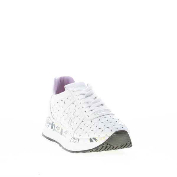 PREMIATA donna sneaker Conny 6242 in pelle BIANCO con ricamo traforato - immagine 2