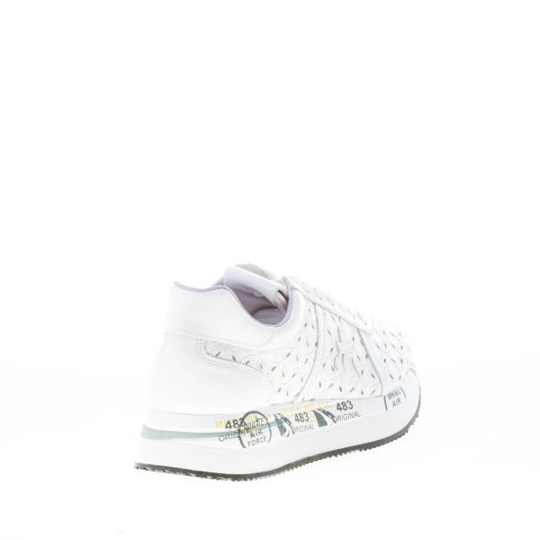 PREMIATA donna sneaker Conny 6242 in pelle BIANCO con ricamo traforato - immagine 3
