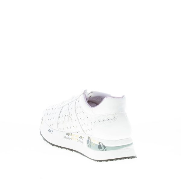 PREMIATA donna sneaker Conny 6242 in pelle BIANCO con ricamo traforato - immagine 4
