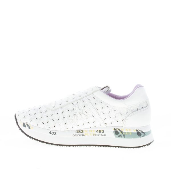 PREMIATA donna sneaker Conny 6242 in pelle BIANCO con ricamo traforato - immagine 5