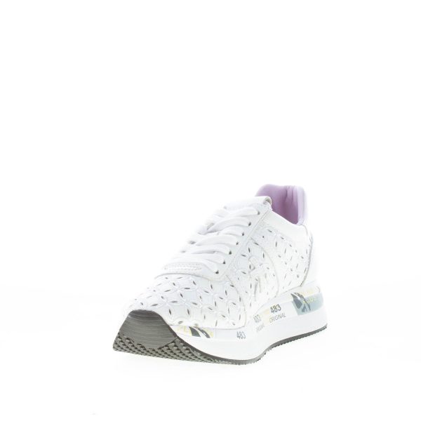 PREMIATA donna sneaker Conny 6242 in pelle BIANCO con ricamo traforato - immagine 6