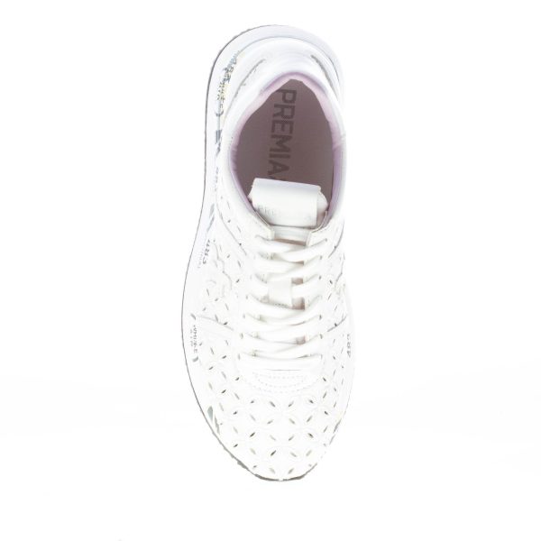 PREMIATA donna sneaker Conny 6242 in pelle BIANCO con ricamo traforato - immagine 7