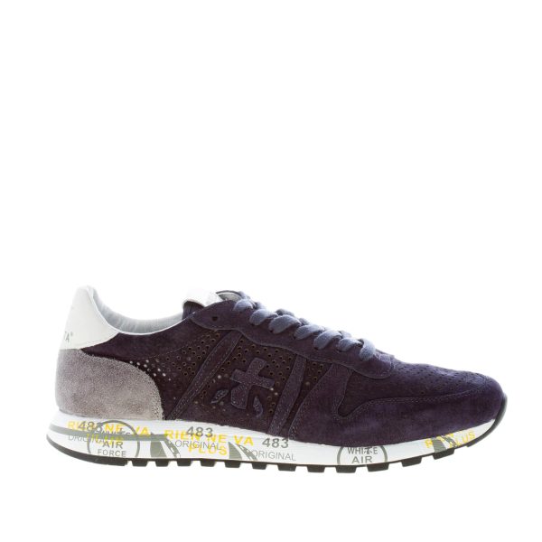 PREMIATA uomo sneaker Eric 6142 in camoscio traforato BLU più grigio