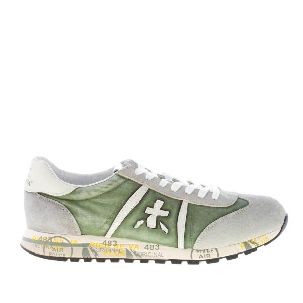 PREMIATA uomo sneaker Lucy 6147 in tessuto delavè VERDE e camoscio GRIGIO