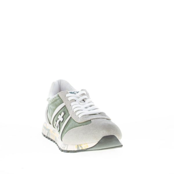 PREMIATA uomo sneaker Lucy 6147 in tessuto delavè VERDE e camoscio GRIGIO - immagine 2