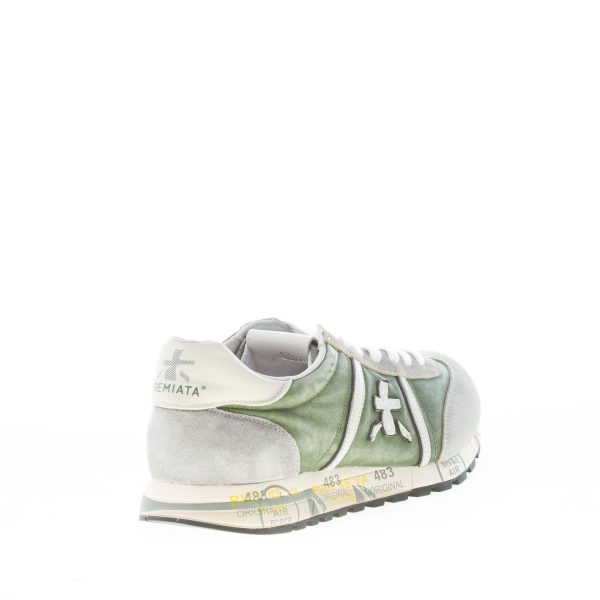 PREMIATA uomo sneaker Lucy 6147 in tessuto delavè VERDE e camoscio GRIGIO - immagine 3