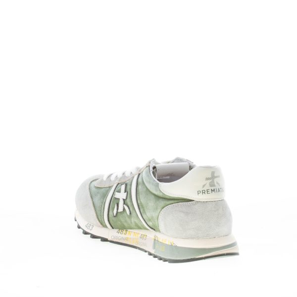 PREMIATA uomo sneaker Lucy 6147 in tessuto delavè VERDE e camoscio GRIGIO - immagine 4