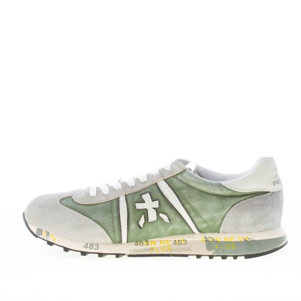 PREMIATA uomo sneaker Lucy 6147 in tessuto delavè VERDE e camoscio GRIGIO - immagine 5
